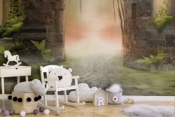 Carta da Parati paesaggio bosco fantasy rovine