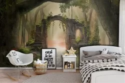 Carta da Parati paesaggio bosco fantasy rovine