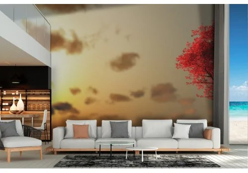 Wallpaper landscape tree on the hill