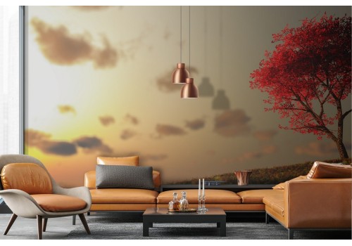 Wallpaper landscape tree on the hill 2