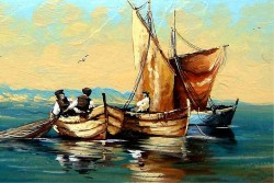 Wallpaper Landscapes and Nature Design and Styles Paintings and Watercolors Beach and Sea Vintage