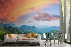 Carta da Parati montagne verdi cielo paesaggio natura