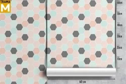 Modern geometric wallpaper decoration pink hexagons