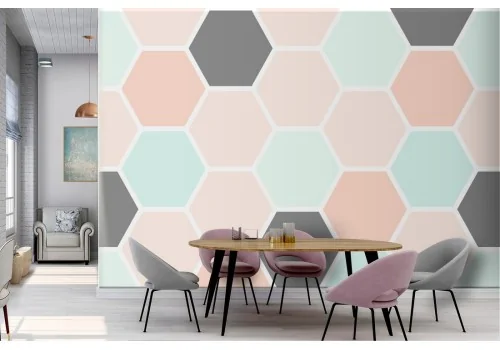 Modern geometric wallpaper decoration pink hexagons
