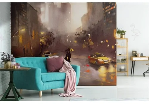 Carta da Parati acquerello New York TAXI quadro