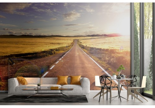 Wallpaper road between the countryside landscape