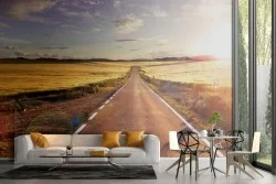 Wallpaper road between the countryside landscape