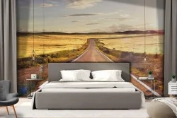 Wallpaper road between the countryside landscape