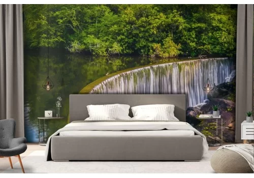 Carta da Parati cascata nel bosco natura paesaggio 2