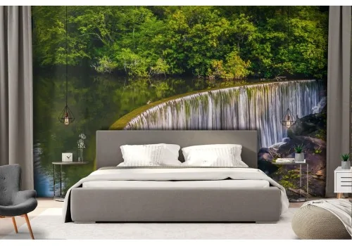 Wallpaper waterfall in the forest nature landscape 2