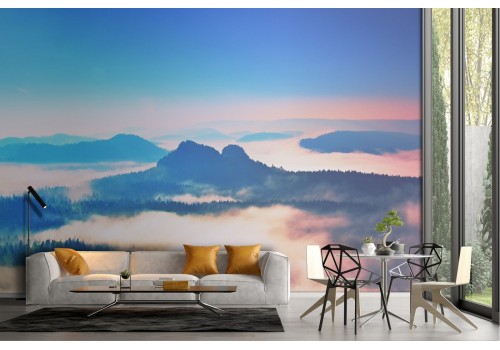 Wallpaper landscape mountains among clouds