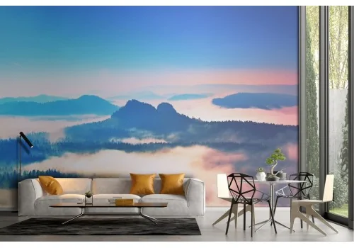 Wallpaper landscape mountains among clouds