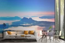 Carta da Parati paesaggio montagne tra nuvole