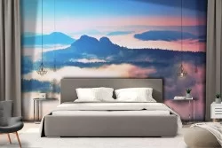 Wallpaper landscape mountains among clouds