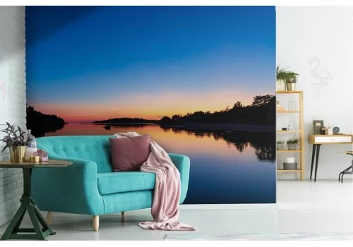 Carta da Parati paesaggio lago con alberi natura