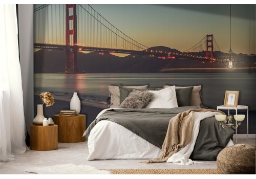 Wallpaper bridge on the sea city landscape 2