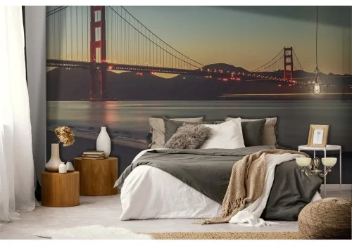 Wallpaper bridge on the sea city landscape 2