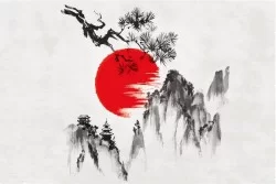 Wallpaper Design and Styles Landscapes and Nature Oriental Zen Paintings and Watercolors Abstract Mountain