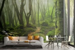 Carta da Parati paesaggio bosco con fiume natura