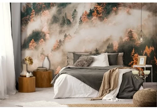 Carta da Parati bosco nella nebbia paesaggio natura 2