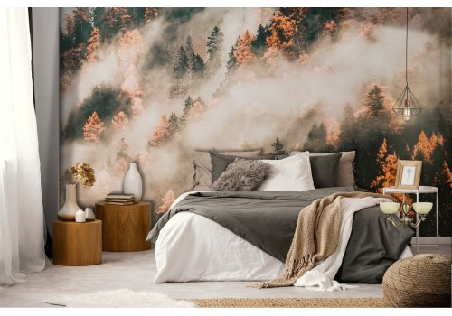 Forest wallpaper in the fog nature landscape 2