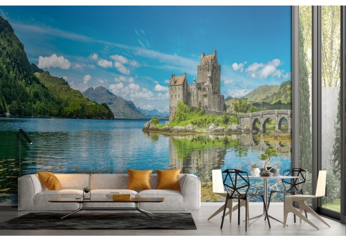 Wallpaper villa on the lake landscape nature