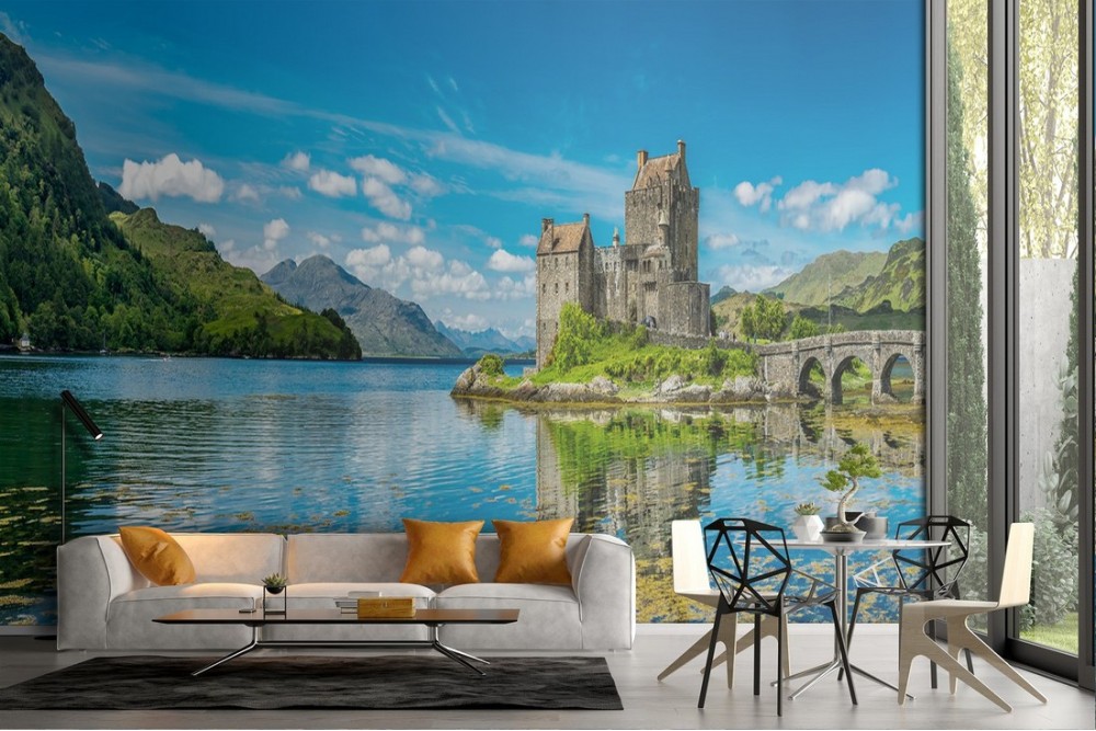 Carta da Parati villa sul lago paesaggio natura