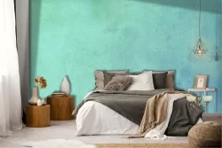 Aqua green industrial surface cement wallpaper