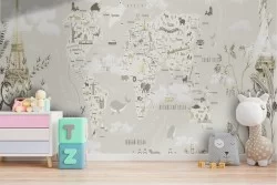 Carta da Parati Animali uccelli Mappe