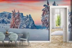 Wallpaper Snow Mountain Forests and Trees