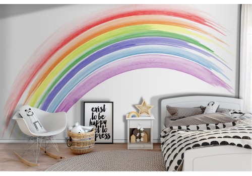 Carta da Parati arcobaleno illustrazione bambini tempere