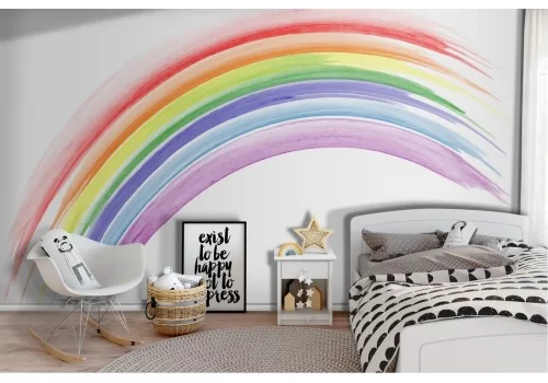 Carta da Parati arcobaleno illustrazione bambini tempere