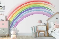 Carta da Parati arcobaleno illustrazione bambini tempere