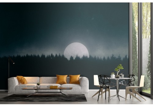 Wallpaper trees with moon night landscape