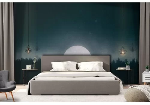 Carta da Parati alberi con luna paesaggio notte 2