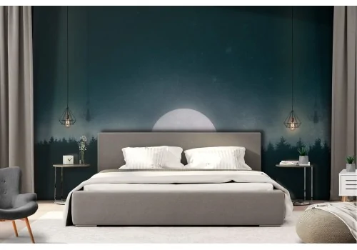 Wallpaper trees with moon night landscape 2