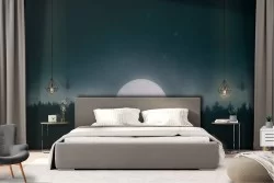 Carta da Parati alberi con luna paesaggio notte