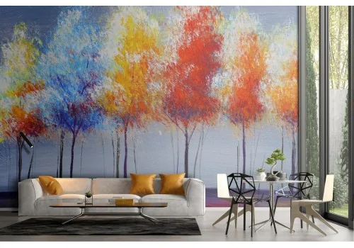 Carta da Parati dipinto arte alberi paesaggio astratto