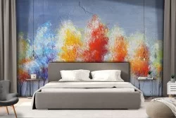 Wallpaper painted art abstract landscape trees
