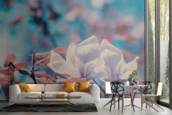 Carta da Parati fotografia albero fiori bianchi