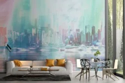 Wallpaper modern city painting skyscrapers
