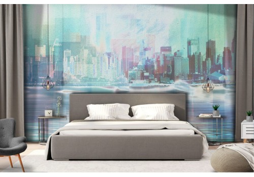 Wallpaper modern city painting skyscrapers 2