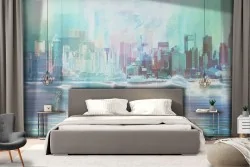 Wallpaper modern city painting skyscrapers