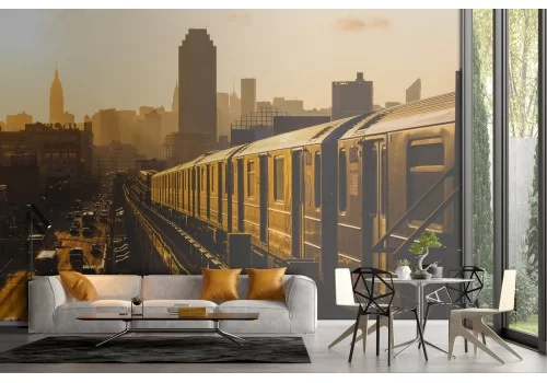 Carta da Parati treno città paesaggio moderno