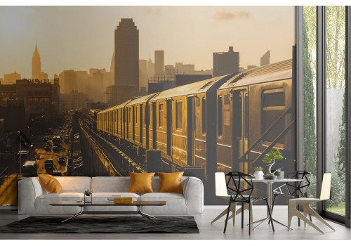 Modern city landscape train wallpaper