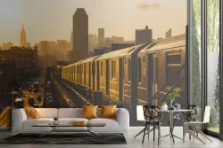 Carta da Parati treno città paesaggio moderno