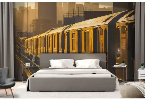 Carta da Parati treno città paesaggio moderno 2