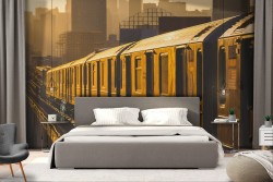 Modern city landscape train wallpaper