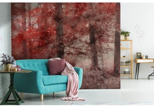 Wallpaper forest red trees autumn landscape