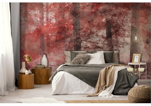 Wallpaper forest red trees autumn landscape 2